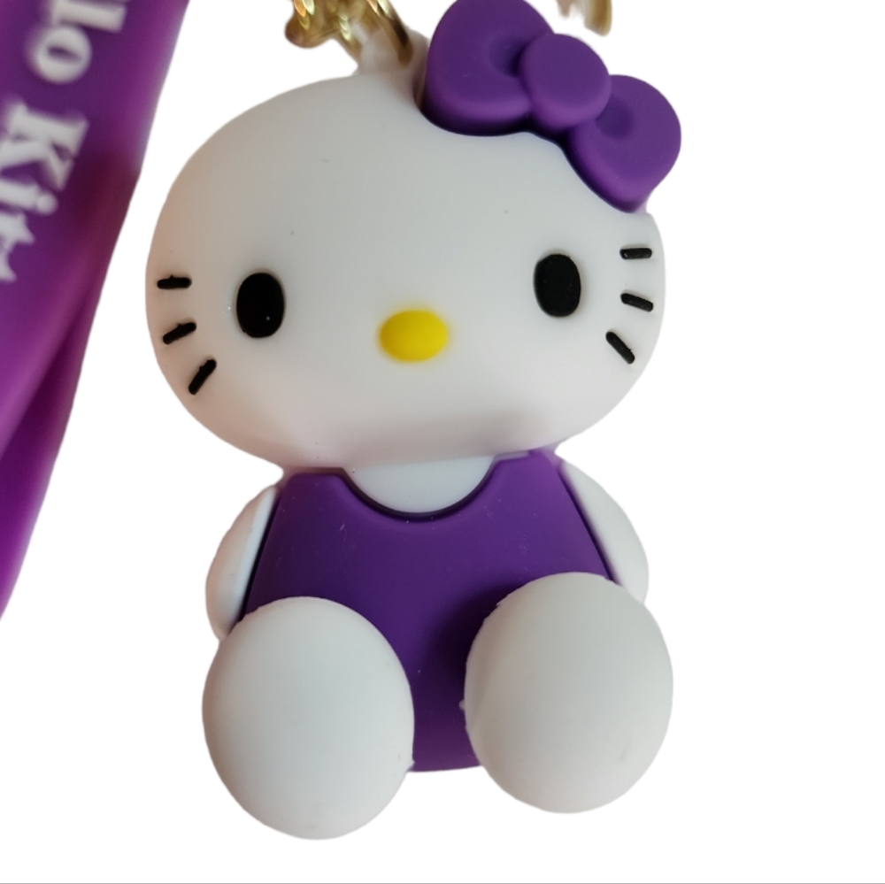 Hello Kitty 3D Keychain Purple Wrist Strap - Picture 2 of 2